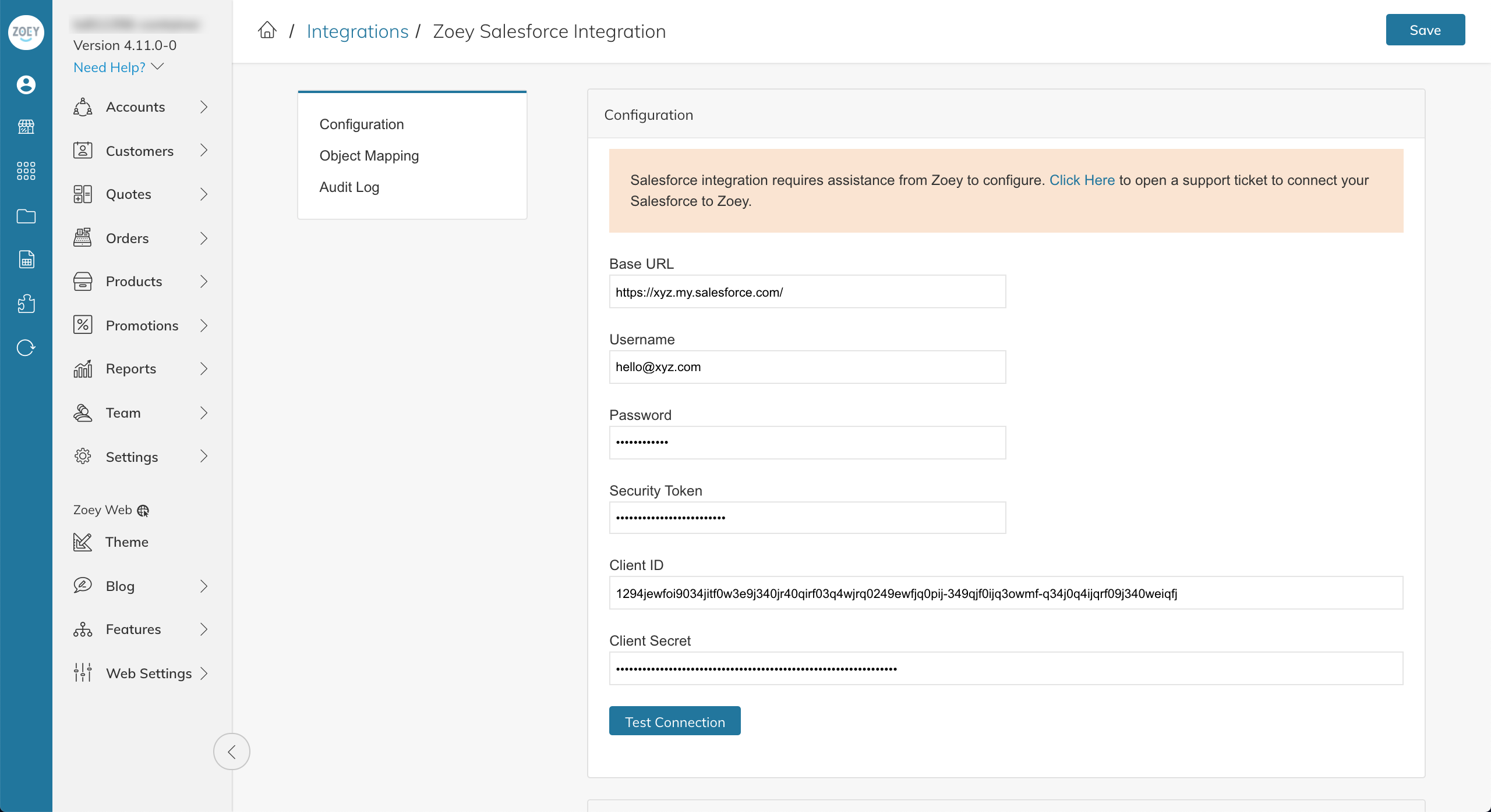 Salesforce Connecter with Zoey