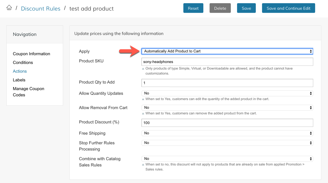 Automatically Ad Product Setting