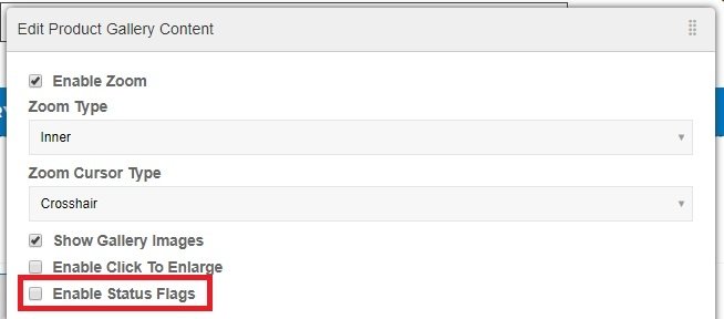 Product Gallery Content Status Flags Setting