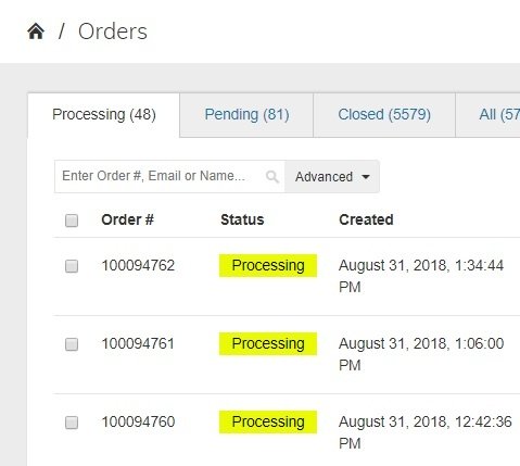 Order Grid Status