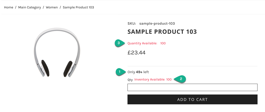 Quantity available display options