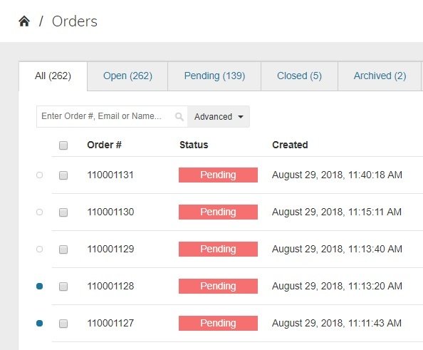 Viewed Orders Column