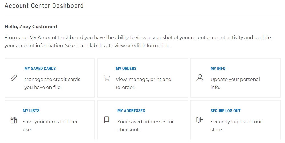 Authroize.Net CIM edit account dashboard