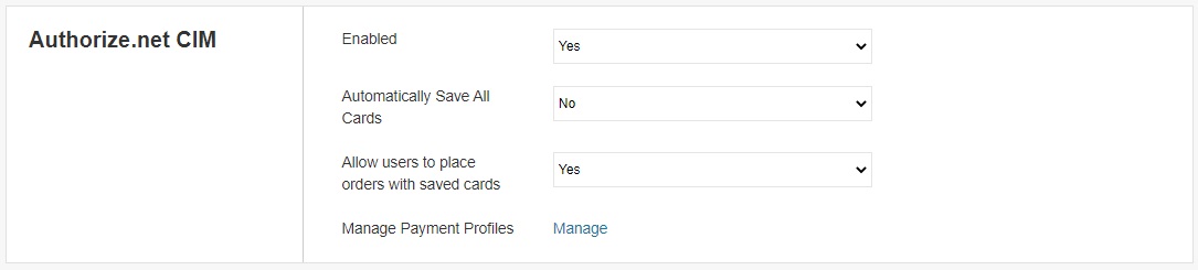 authorize.net CIM settings